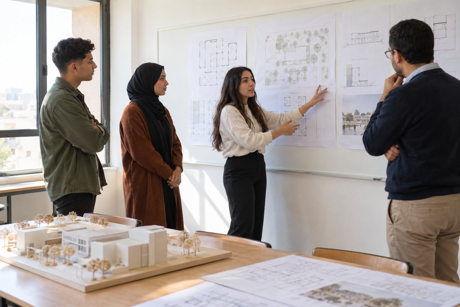 Apprenants présentant leurs vues de coordination au formateur