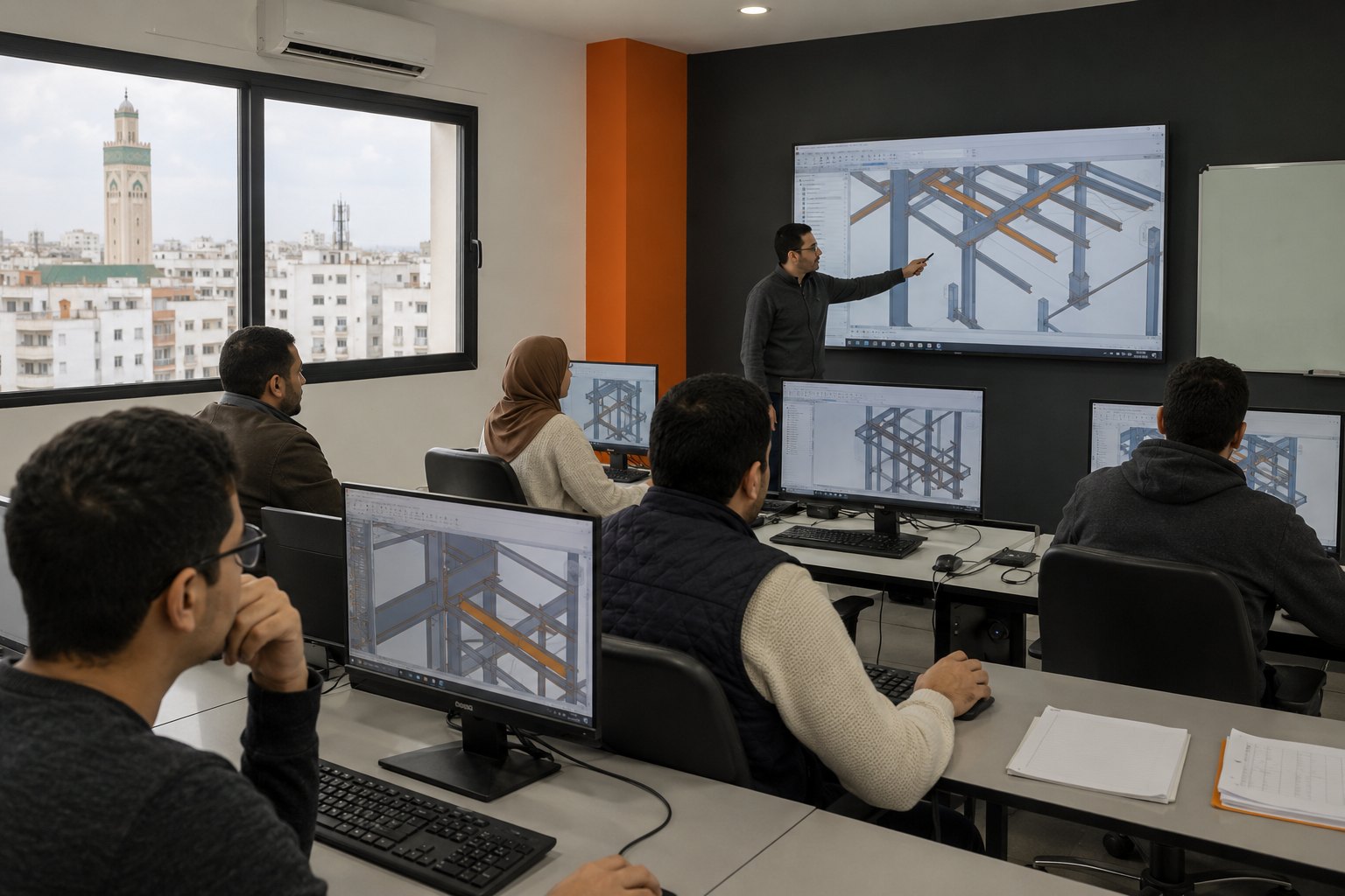 Formation Advance Steel dans une salle informatique à Casablanca