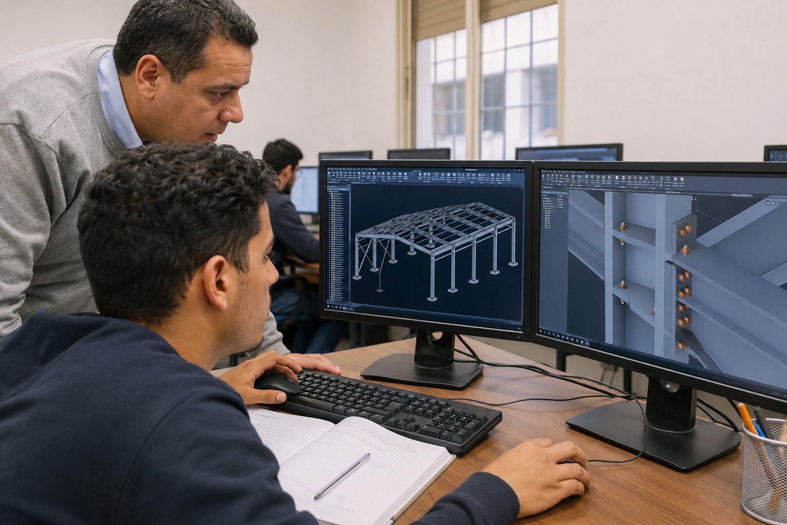 Apprenant modélisant une structure métallique et ses assemblages